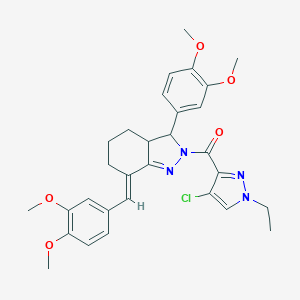 2-[(4-chloro-1-ethyl-1H-pyrazol-3-yl)carbonyl]-7-(3,4-dimethoxybenzylidene)-3-(3,4-dimethoxyphenyl)-3,3a,4,5,6,7-hexahydro-2H-indazole