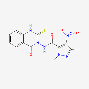 1,3-DIMETHYL-4-NITRO-N-[4-OXO-2-SULFANYL-3(4H)-QUINAZOLINYL]-1H-PYRAZOLE-5-CARBOXAMIDE