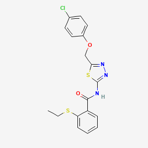 molecular formula C18H16ClN3O2S2 B4565280 N-{5-[(4-chlorophenoxy)methyl]-1,3,4-thiadiazol-2-yl}-2-(ethylsulfanyl)benzamide 