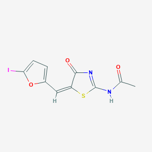 N-[(5E)-5-[(5-iodofuran-2-yl)methylidene]-4-oxo-1,3-thiazol-2-yl]acetamide