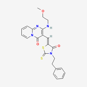 2-[(2-methoxyethyl)amino]-3-{(Z)-[4-oxo-3-(2-phenylethyl)-2-thioxo-1,3-thiazolidin-5-ylidene]methyl}-4H-pyrido[1,2-a]pyrimidin-4-one