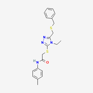 2-[[5-(benzylsulfanylmethyl)-4-ethyl-1,2,4-triazol-3-yl]sulfanyl]-N-(4-methylphenyl)acetamide