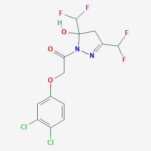 molecular formula C13H10Cl2F4N2O3 B456534 1-[3,5-bis(difluoromethyl)-5-hydroxy-4,5-dihydro-1H-pyrazol-1-yl]-2-(3,4-dichlorophenoxy)ethanone 