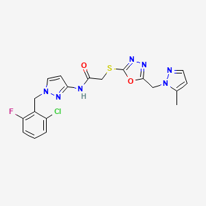 N~1~-[1-(2-CHLORO-6-FLUOROBENZYL)-1H-PYRAZOL-3-YL]-2-({5-[(5-METHYL-1H-PYRAZOL-1-YL)METHYL]-1,3,4-OXADIAZOL-2-YL}SULFANYL)ACETAMIDE