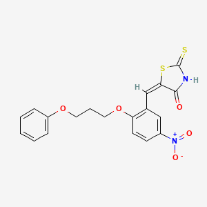 (5E)-5-[[5-nitro-2-(3-phenoxypropoxy)phenyl]methylidene]-2-sulfanylidene-1,3-thiazolidin-4-one