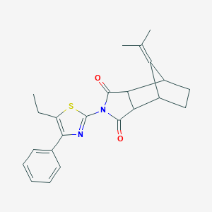 molecular formula C23H24N2O2S B456559 4-(5-Ethyl-4-phenyl-1,3-thiazol-2-yl)-10-(1-methylethylidene)-4-azatricyclo[5.2.1.0~2,6~]decane-3,5-dione 