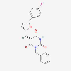 1-benzyl-5-{[5-(4-fluorophenyl)-2-furyl]methylene}-2,4,6(1H,3H,5H)-pyrimidinetrione