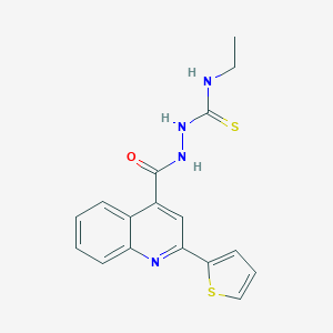 molecular formula C17H16N4OS2 B456560 N-ethyl-2-{[2-(2-thienyl)-4-quinolinyl]carbonyl}hydrazinecarbothioamide 