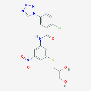 2-chloro-N-{3-[(2,3-dihydroxypropyl)sulfanyl]-5-nitrophenyl}-5-(1H-tetrazol-1-yl)benzamide