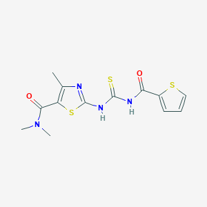 molecular formula C13H14N4O2S3 B456563 N,N,4-trimethyl-2-({[(2-thienylcarbonyl)amino]carbothioyl}amino)-1,3-thiazole-5-carboxamide 
