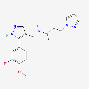 N-{[3-(3-fluoro-4-methoxyphenyl)-1H-pyrazol-4-yl]methyl}-4-(1H-pyrazol-1-yl)-2-butanamine