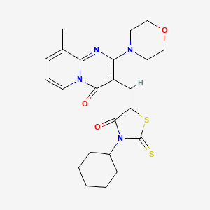 molecular formula C23H26N4O3S2 B4565659 3-[(3-cyclohexyl-4-oxo-2-thioxo-1,3-thiazolidin-5-ylidene)methyl]-9-methyl-2-(4-morpholinyl)-4H-pyrido[1,2-a]pyrimidin-4-one 