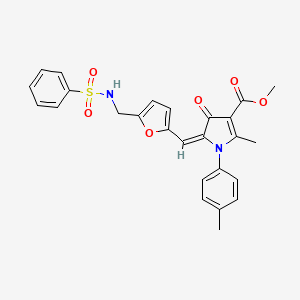 molecular formula C26H24N2O6S B4565683 METHYL (5E)-5-{[5-(BENZENESULFONAMIDOMETHYL)FURAN-2-YL]METHYLIDENE}-2-METHYL-1-(4-METHYLPHENYL)-4-OXO-4,5-DIHYDRO-1H-PYRROLE-3-CARBOXYLATE 