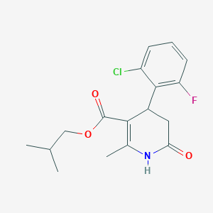 molecular formula C17H19ClFNO3 B4565696 2-Methylpropyl 4-(2-chloro-6-fluorophenyl)-2-methyl-6-oxo-1,4,5,6-tetrahydropyridine-3-carboxylate 