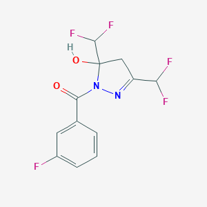 molecular formula C12H9F5N2O2 B456570 3,5-bis(difluoromethyl)-1-(3-fluorobenzoyl)-4,5-dihydro-1H-pyrazol-5-ol 