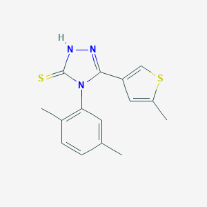 molecular formula C15H15N3S2 B456576 4-(2,5-dimethylphenyl)-5-(5-methyl-3-thienyl)-4H-1,2,4-triazol-3-yl hydrosulfide 