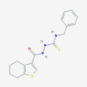 molecular formula C17H19N3OS2 B456579 N-benzyl-2-(4,5,6,7-tetrahydro-1-benzothien-3-ylcarbonyl)hydrazinecarbothioamide 