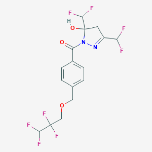 molecular formula C16H14F8N2O3 B456583 3,5-bis(difluoromethyl)-1-{4-[(2,2,3,3-tetrafluoropropoxy)methyl]benzoyl}-4,5-dihydro-1H-pyrazol-5-ol 