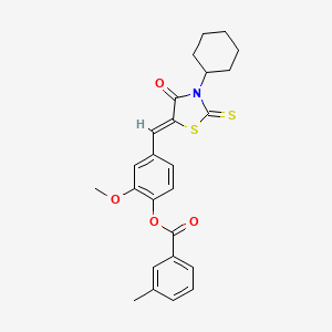 [4-[(Z)-(3-cyclohexyl-4-oxo-2-sulfanylidene-1,3-thiazolidin-5-ylidene)methyl]-2-methoxyphenyl] 3-methylbenzoate