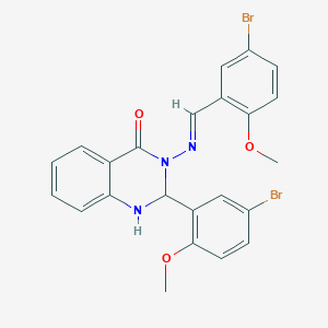 2-(5-BROMO-2-METHOXYPHENYL)-3-{[(E)-1-(5-BROMO-2-METHOXYPHENYL)METHYLIDENE]AMINO}-2,3-DIHYDRO-4(1H)-QUINAZOLINONE