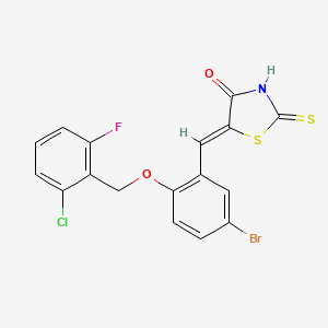 molecular formula C17H10BrClFNO2S2 B4565872 5-{5-bromo-2-[(2-chloro-6-fluorobenzyl)oxy]benzylidene}-2-thioxo-1,3-thiazolidin-4-one 