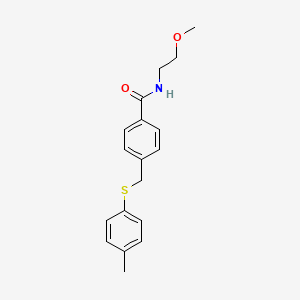 N-(2-methoxyethyl)-4-{[(4-methylphenyl)thio]methyl}benzamide