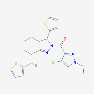 2-[(4-chloro-1-ethyl-1H-pyrazol-3-yl)carbonyl]-3-(2-thienyl)-7-(2-thienylmethylene)-3,3a,4,5,6,7-hexahydro-2H-indazole