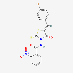 N-[(5Z)-5-[(4-bromophenyl)methylidene]-4-oxo-2-sulfanylidene-1,3-thiazolidin-3-yl]-2-nitrobenzamide