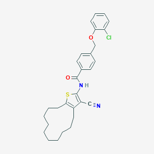molecular formula C29H31ClN2O2S B456601 4-[(2-chlorophenoxy)methyl]-N-(3-cyano-4,5,6,7,8,9,10,11,12,13-decahydrocyclododeca[b]thiophen-2-yl)benzamide 