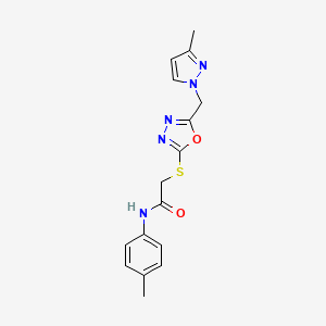 N-(4-methylphenyl)-2-({5-[(3-methyl-1H-pyrazol-1-yl)methyl]-1,3,4-oxadiazol-2-yl}thio)acetamide