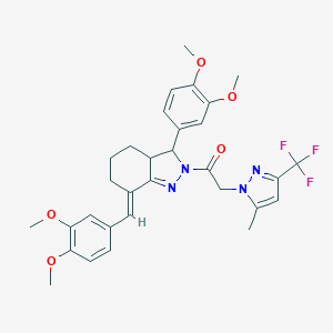 7-(3,4-dimethoxybenzylidene)-3-(3,4-dimethoxyphenyl)-2-{[5-methyl-3-(trifluoromethyl)-1H-pyrazol-1-yl]acetyl}-3,3a,4,5,6,7-hexahydro-2H-indazole