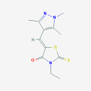 molecular formula C12H15N3OS2 B456613 3-ethyl-2-thioxo-5-[(1,3,5-trimethyl-1H-pyrazol-4-yl)methylene]-1,3-thiazolidin-4-one 