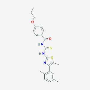 molecular formula C23H25N3O2S2 B456617 N-{[4-(2,5-dimethylphenyl)-5-methyl-1,3-thiazol-2-yl]carbamothioyl}-4-propoxybenzamide 