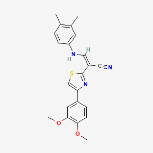 (Z)-2-[4-(3,4-dimethoxyphenyl)-1,3-thiazol-2-yl]-3-(3,4-dimethylanilino)prop-2-enenitrile