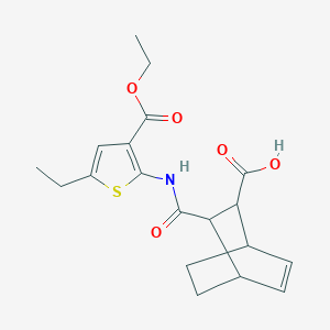 molecular formula C19H23NO5S B456620 3-({[3-(Ethoxycarbonyl)-5-ethyl-2-thienyl]amino}carbonyl)bicyclo[2.2.2]oct-5-ene-2-carboxylic acid 