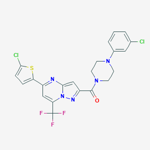 molecular formula C22H16Cl2F3N5OS B456627 2-{[4-(3-Chlorophenyl)-1-piperazinyl]carbonyl}-5-(5-chloro-2-thienyl)-7-(trifluoromethyl)pyrazolo[1,5-a]pyrimidine 