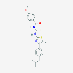 4-methoxy-N-({5-methyl-4-[4-(2-methylpropyl)phenyl]-1,3-thiazol-2-yl}carbamothioyl)benzamide