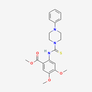 molecular formula C21H25N3O4S B4566340 Methyl 4,5-dimethoxy-2-{[(4-phenylpiperazinyl)thioxomethyl]amino}benzoate 