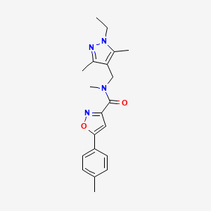 molecular formula C20H24N4O2 B4566346 N-[(1-ethyl-3,5-dimethyl-1H-pyrazol-4-yl)methyl]-N-methyl-5-(4-methylphenyl)-3-isoxazolecarboxamide 