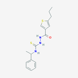 molecular formula C17H21N3OS2 B456647 N-(1-phenylethyl)-2-[(5-propyl-3-thienyl)carbonyl]hydrazinecarbothioamide 