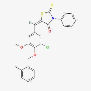 (5E)-5-{3-chloro-5-methoxy-4-[(2-methylbenzyl)oxy]benzylidene}-3-phenyl-2-thioxo-1,3-thiazolidin-4-one