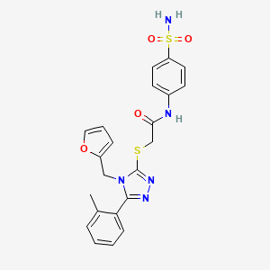 2-[[4-(furan-2-ylmethyl)-5-(2-methylphenyl)-1,2,4-triazol-3-yl]sulfanyl]-N-(4-sulfamoylphenyl)acetamide