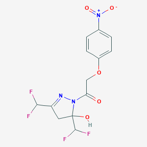 3,5-bis(difluoromethyl)-1-({4-nitrophenoxy}acetyl)-4,5-dihydro-1H-pyrazol-5-ol