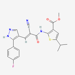 molecular formula C22H19FN4O3S B4566534 methyl 2-({2-cyano-3-[3-(4-fluorophenyl)-1H-pyrazol-4-yl]acryloyl}amino)-5-isopropyl-3-thiophenecarboxylate 