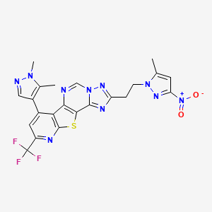 11-(1,5-dimethylpyrazol-4-yl)-4-[2-(5-methyl-3-nitropyrazol-1-yl)ethyl]-13-(trifluoromethyl)-16-thia-3,5,6,8,14-pentazatetracyclo[7.7.0.02,6.010,15]hexadeca-1(9),2,4,7,10(15),11,13-heptaene