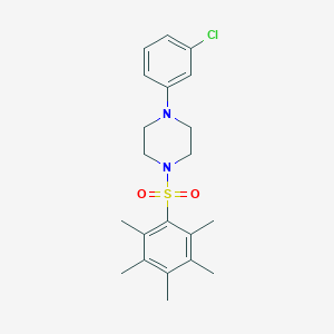 molecular formula C21H27ClN2O2S B456663 1-(3-Chlorophenyl)-4-[(pentamethylphenyl)sulfonyl]piperazine 