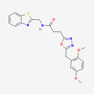 molecular formula C22H22N4O4S B4566656 N-(1,3-benzothiazol-2-ylmethyl)-3-[5-(2,5-dimethoxybenzyl)-1,3,4-oxadiazol-2-yl]propanamide 