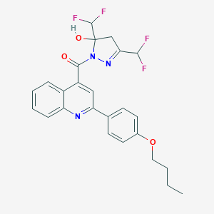 molecular formula C25H23F4N3O3 B456667 [3,5-bis(difluoromethyl)-5-hydroxy-4,5-dihydro-1H-pyrazol-1-yl][2-(4-butoxyphenyl)quinolin-4-yl]methanone 