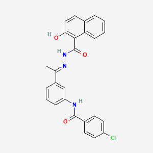 molecular formula C26H20ClN3O3 B4566722 4-chloro-N-{3-[N-(2-hydroxy-1-naphthoyl)ethanehydrazonoyl]phenyl}benzamide 