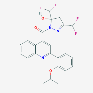 molecular formula C24H21F4N3O3 B456675 3,5-bis(difluoromethyl)-1-{[2-(2-isopropoxyphenyl)-4-quinolinyl]carbonyl}-4,5-dihydro-1H-pyrazol-5-ol 
